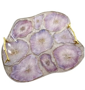 Handmade Pink <b>Flower</b> Resin Tray Stylish Organizer For Vanity Jewelry <b>Perfume</b> and Makeup Storage Decoration Wholesale From India - Product Image 5