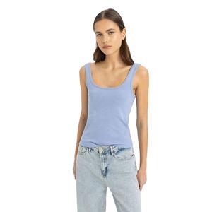 Camiseta sin mangas de algodón acanalado de color personalizado para mujer, chaleco sin mangas ajustado de verano, camiseta sin mangas de algodón transpirable ligera para mujer - Product Image 6