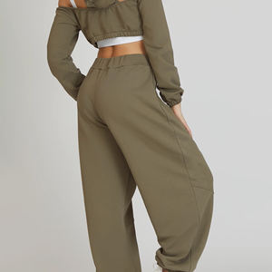 Pantalones Deportivos Casuales de Invierno para Mujer, Pantalones de Chándal Cómodos de Algodón, Talla Grande, Frente Plano, Cintura Elástica, Forro Polar, Secado Rápido, Colores Sólidos - Product Image 2