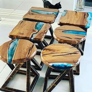 Cocina de Lujo de Resina y Madera: Muebles de Alta Calidad para el Hogar, Madera de Nogal Sólida, Mesa de Comedor para Restaurante, Cafetería, Cocina con Resina Epoxi - Product Image 1
