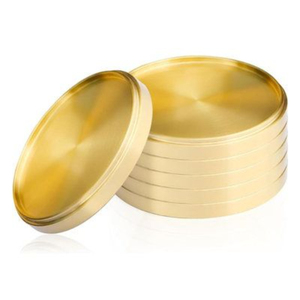 Unique Style Metal Coaster Round Shape Gold Finished for Home and Hotel Tabletop Tea and Coffee Cup Serving Coasters - Product Image 1