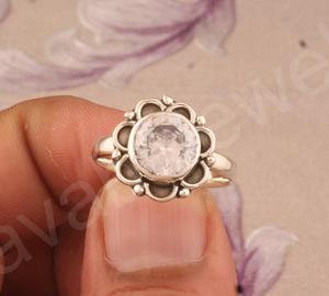 Bague éternité pour femmes 10mm Monture de lunette en cristal de quartz Argent sterling 925 vermeil Minimaliste Bijoux fins pour fiançailles - Product Image 3