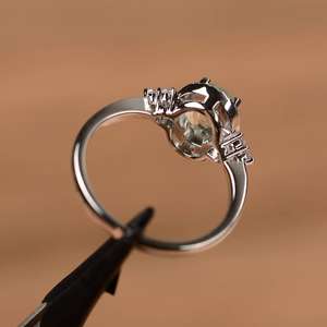 Handmade Vintage Green Amethyst Sterling Silver <b>Ring</b> Natural <b>Indian</b> Amethyst Channel Set Engagement <b>Ring</b> Mehrajudin Gems - Product Image 2