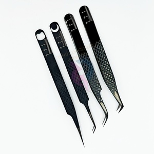 Pinzas de extensión de pestañas antiestáticas de acero inoxidable sostenible negro de precisión profesional Revamp International CNC personalizado - Product Image 4