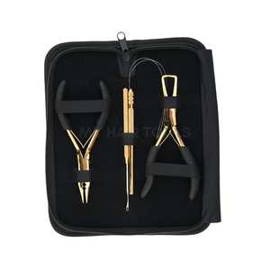 Ensemble d'outils pour extensions de cheveux en micro-perles personnalisées, pince à sertir et applicateur de suppression de perles, boucle et crochet pour enfiler, poignée antidérapante - Product Image 1