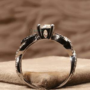 แหวนหมั้นเพชรแบบบิดสำหรับผู้หญิงแหวนหมั้นทรงกลมขาวดำ - Product Image 5