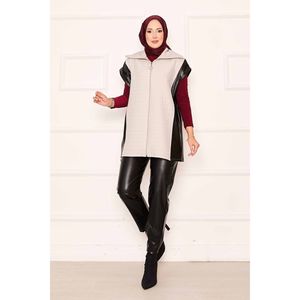 Conjunto de Dos Piezas de Cuero Acolchado Beige para Mujer, Top Corto con Cuello Alto y Pantalones Cortos Casuales para Salir en Invierno - Product Image 4