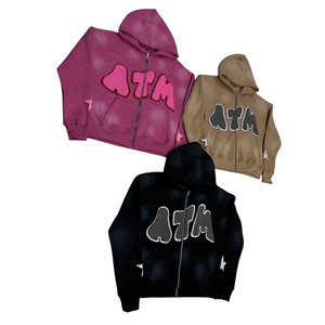 Sudaderas con cremallera de algodón personalizadas para hombre Sudaderas 100% de algodón con serigrafía Logotipo OEM Ropa de calle y ropa informal - Product Image 2