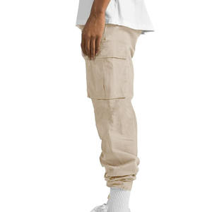 Pantalón cargo teñido liso para hombre, tela de algodón, multibolsillos, color sólido personalizado, aspecto clásico, pantalones para exteriores para hombre - Product Image 3