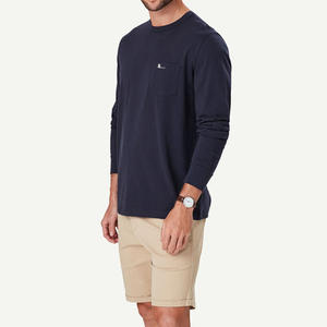 T-shirt à manches longues col rond en coton Street Wear Logo personnalisé Homme T-shirt à manches longues col rond - Product Image 6