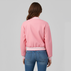 Vente en gros de haute qualité broderie personnalisée Letterman et veste de baseball veste universitaire en cuir mince pour les femmes - Product Image 2