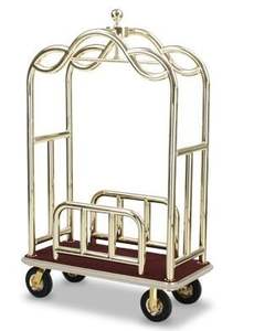 Porte-bagages de style américain de qualité supérieure pour hôtel Bellman Cart Gold Top Démontage poussé à la main Voiture à bagages - Product Image 4