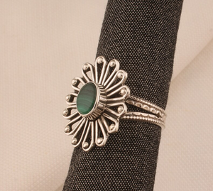 Bague en argent sterling 925 faite à la main Malachite fleur bague de mariage de créateur pour hommes et femmes pierre précieuse ovale cadeau à la mode chrétien - Product Image 2