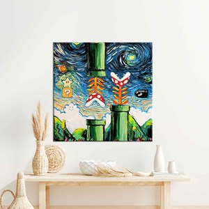 Toile imprimée style Van Gogh Mario - Art mural moderne, encadrée - Product Image 1