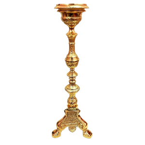 Candelabro con Base de Trípode Repujado, Portavelas para Altar de Iglesia, Candelabro Religioso Hecho a Mano al por Mayor - Product Image 3