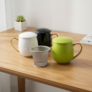 Good Quality 3458977La Heat-Resistant Durable Porcelain Teacup W/Lid Northern Europe Style <b>Infuser</b> Glazed Coating for Daily Use - Product Image 6