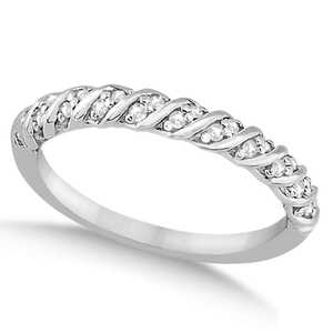 Alliance de mariage en or blanc 14 carats avec diamant, bague en diamant de 0,17 carat - Product Image 2