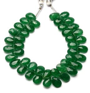 Piedra preciosa de cuarzo de fresa verde Natural, piedra preciosa facetada en forma de pera, hebras de cuentas Briolette para joyas - Product Image 1