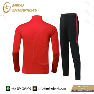 Uniforme de entrenamiento de tela de invierno, chándal personalizado de fútbol para hombre, 2 uds., chaqueta de media cremallera, pantalones, conjunto de camisetas de fútbol para niños - Product Image 4