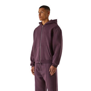 Vente en gros de sweats à capuche unis pour hommes sweats à capuche à manches longues avec fermeture à glissière en plein air sweats à capuche surdimensionnés pour hommes avec poche kangourou - Product Image 6