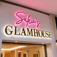 Enseigne LED personnalisée pour entreprise, lettres LED pour salon de beauté, salon de coiffure, enseigne en lettres dorées pour hôtel