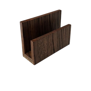 Servilletero de madera de roble oscuro clásico, accesorio decorativo de mesa hecho a mano, soporte de tejido para bodas o fiestas - Product Image 2