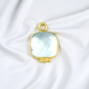 DIY aguamarina piedra natal cojín bisel dijes colgante joyería venta al por mayor dijes hechos a mano joyería de moda - Product Image 1