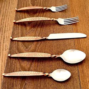 Designer Dining <b>Serving</b> sets long Rose <b>Gold</b> Design flatware Long Round Handle Flatware sushi <b>serving</b> Set - Product Image 2