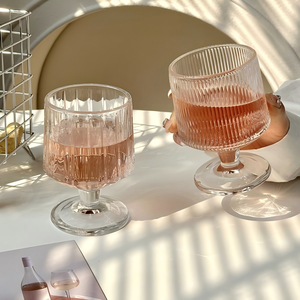 Copa de Champán de Vidrio Rayado de Alta Gama, Estilo Minimalista INS, de Tallo Corto, Resistente al Calor, para Uso Doméstico - Product Image 4