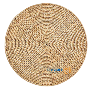 แผ่นรองจานทรงกลม ดีไซน์โบฮีเมียน ทำจากหวายไม้ไผ่คุณภาพสูง เป็นมิตรกับสิ่งแวดล้อม ทนทาน เหมาะสำหรับตกแต่งบ้านและงานแต่งงาน - Product Image 1