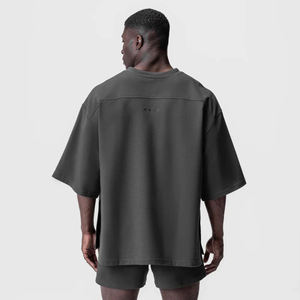 Men Oversized Grey Short Sleeve Hoodie Loose Fit Streetwear <b>Hooded</b> <b>T</b>-<b>Shirt</b> Casual Urban Top Custom Logo Available - Product Image 2