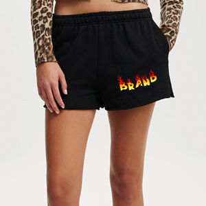 Nuevo último diseño 2025 pantalones cortos para mujer 100% algodón personalizado DTF impreso pegatinas antiarrugas pantalones cortos transpirables de hip hop para mujer - Product Image 1