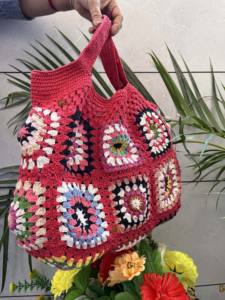 Bolso de hombro hecho a mano para mujer, bohemio Vintage, de ganchillo, multicolor, Cuadrado de hierba marina, diseño personalizado, novedad, verano, Playa - Product Image 2