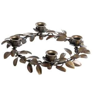 Candelabro de Hierro con Acabado Bronce Antiguo, Soporte para Velas Cónicas con Diseño de Hoja Rústica, Hecho a Mano, Resistente al Calor, para Otoño y Acción de Gracias - Product Image 2