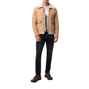 2025 más vendidos hombres invierno moda invierno chaqueta de cuero puro impermeable Turn Down Collar Bomber chaqueta diseñador Casual - Product Image 5