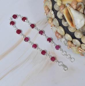 India Best Quality Tennis Beacelet Handmade Exquisite Tennis <b>Solid</b> 925 Sterling Silver Bracelet with Fine Ruby Gemstone Jewelry - Product Image 3