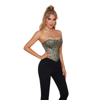 Corset en acier avec imprimé gris argenté et fermeture éclair