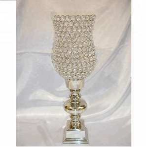 Portavelas de diseño único de metal y cristal plateado Hurricanes para bodas, eventos, fiestas, decoración de mesa, centros de mesa - Product Image 6