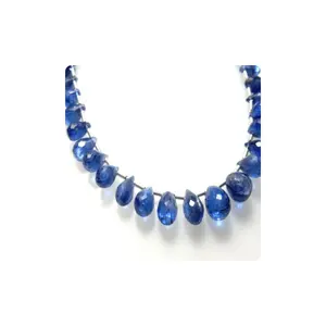 Deep Blue Kyanite Gemstone Faceted Briolette Tear Drops - 4.5mm to 6mm -sold 8inches Strands 100% Natural