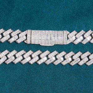 สร้อยคิวบาลิงค์ชุบทอง 14K ประดับเพชรทรงบาแกตต์มรกตขนาด 13 มม. สำหรับงานปาร์ตี้ - Product Image 6