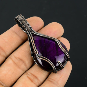 Trendy 25To30mm <b>Amethyst</b> <b>Pendant</b> Metal Coper Pear Shape Gold Plated <b>Pendant</b> Bezel Set For Fashion Jewelry Set & Anniversary Gift - Product Image 4