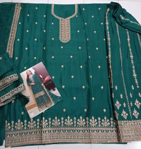 Traje DE BODA Chinon con bordado de lentejuelas, traje Salwar, fabricante y proveedor de Surat, tarifa más baja - Product Image 6