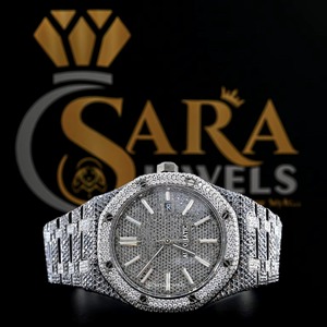 Montre automatique de luxe en acier inoxydable entièrement sertie de diamants, la plus vendue, pour les soirées d'affaires et le port quotidien, disponible à la vente - Product Image 4