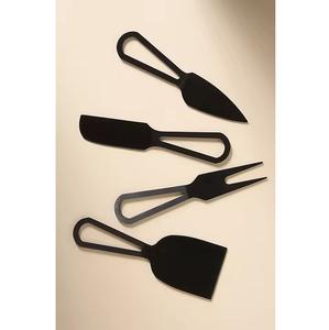 Juego de Cuchillos para Queso de Acero Inoxidable Negro Mate, Mango con Diseño de Gota, Apto para Lavavajillas, para Uso en la Cocina del Hogar, Estilo Moderno y Lujoso - Product Image 1