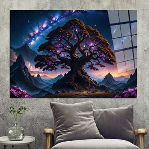 Lienzo Impreso con Decoración Abstracta de la Naturaleza: Arte Surrealista de Árboles, Arte en Vidrio Templado - Product Image 1