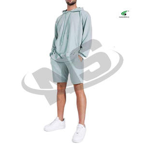 Conjunto de Sudadera con Capucha y Pantalones Cortos para Hombre, Nuevo, Logotipo Personalizado, Ajuste Holgado, Transpirable, Ropa Deportiva Informal de Verano, Fabricante Mayorista - Product Image 4