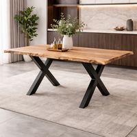 Table à manger contemporaine en bois massif, design industriel, écologique, 4 places, pour la maison, l'hôtel, le restaurant