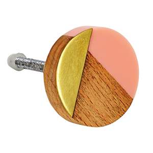 Armoire à boutons d'accent en résine de bois à deux et trois tons et en laiton avec taille de forme de couleur personnalisée fabriquée en Inde - Product Image 2