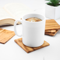Sous-verres carrés modernes en bois d'olivier faits à la main ArtisRaw - Tapis durables, résistants à la chaleur, écologiques et réutilisables, modèle TN DT025