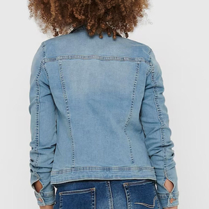 2024 nueva chaqueta vaquera de moda para mujer, manga larga, botón suelto, perlas, solapa corta, salvaje, informal, alta calidad, MOQ bajo para invierno - Product Image 4